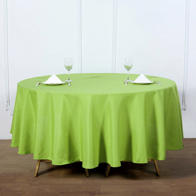 90 Inch Apple Green Polyester Round Tablecloth