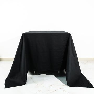 Black Square 100% Cotton Linen Seamless Tablecloth 90"