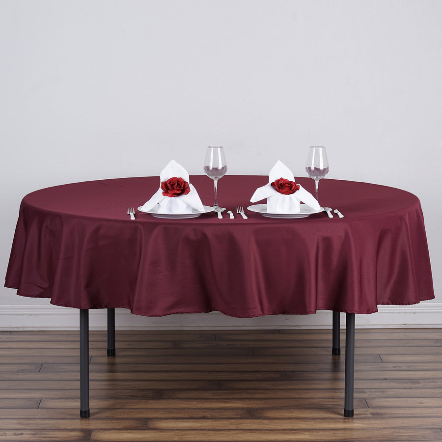 Polyester 90 Inch Round Tablecloth In Burgundy