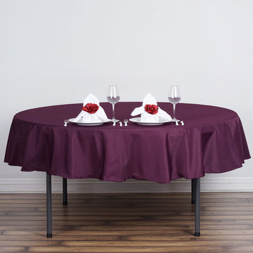 90" Eggplant Seamless Polyester Round Tablecloth