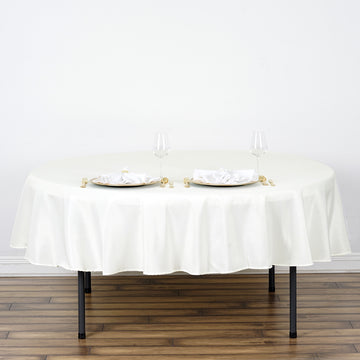 90" Ivory Seamless Polyester Round Tablecloth