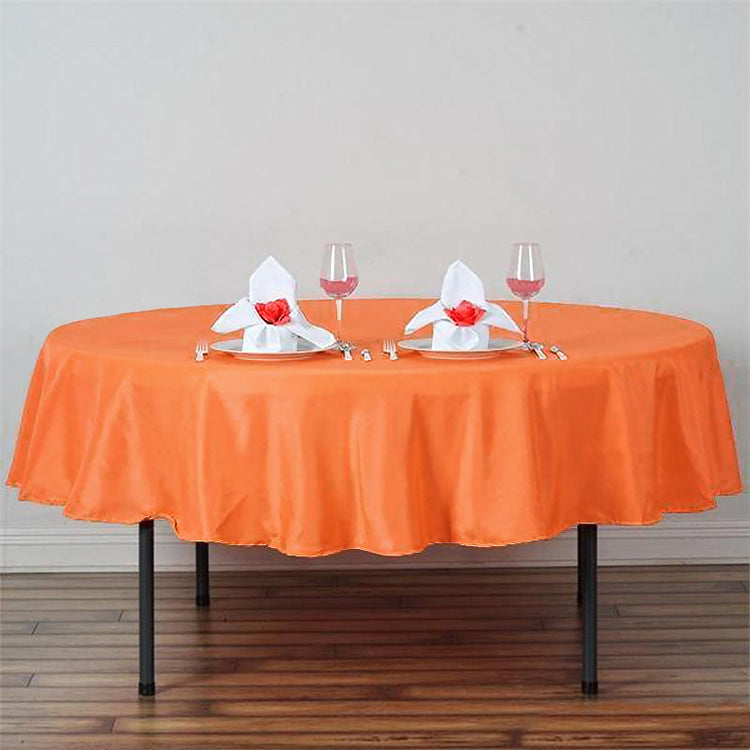 Polyester Round Tablecloth 90 Inch In Orange