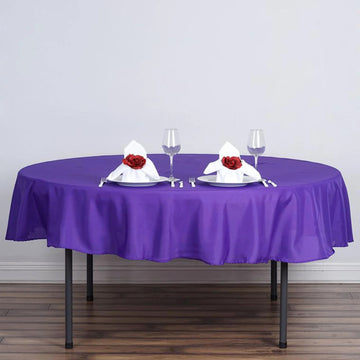 Purple Seamless Polyester Round Tablecloth 90"