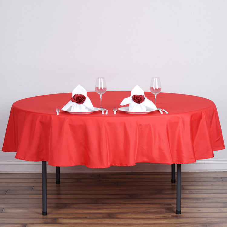 Polyester Round Tablecloth 90 Inch In Red