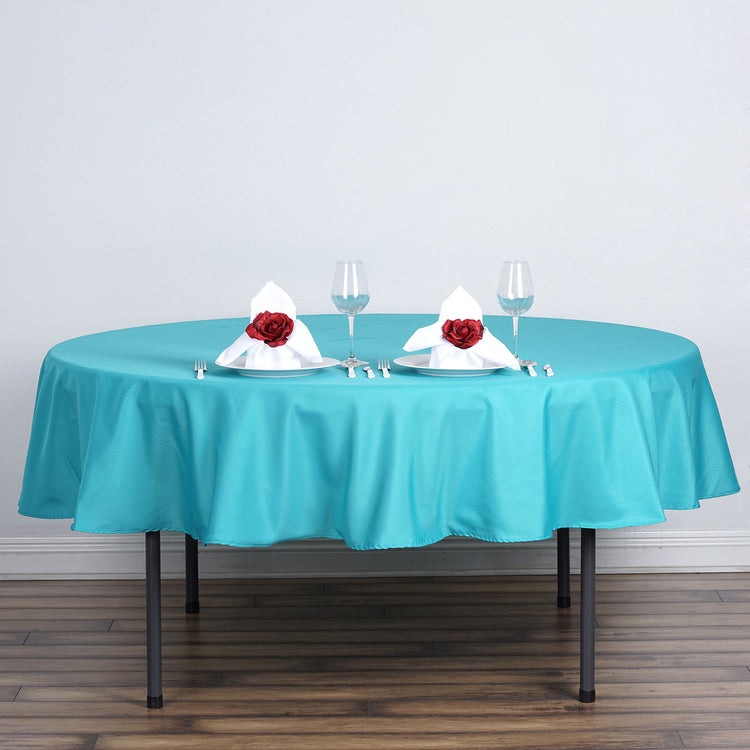 Turquoise Polyester Tablecloth 90 Inch Round
