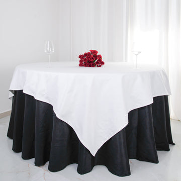 90" White Square 100% Cotton Linen Seamless Table Overlay | Washable