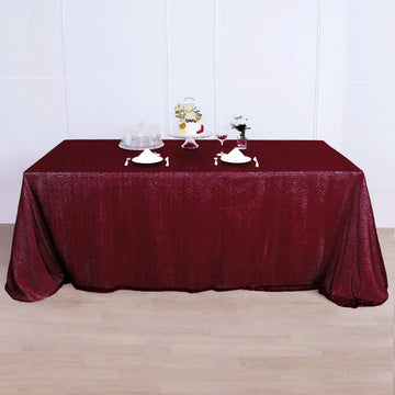 Elevate Your Event with the Burgundy Seamless Premium Sequin Rectangle Tablecloth 90x156