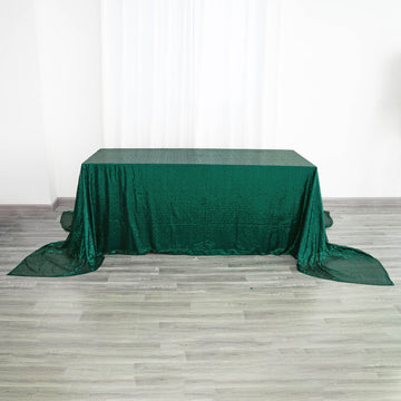 Hunter Emerald Green Seamless Premium Sequin Rectangle Tablecloth 90x156"
