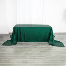 90 Inch by 156 Inch Rectangle Tablecloth With Hunter Emerald Green Seamless Sequin