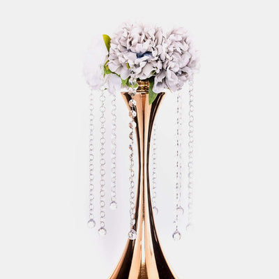Elegant flower vase with grey blooms and crystal accents