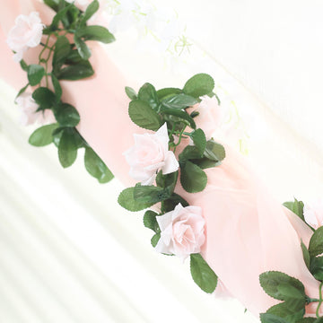 Elevate Your Event Decor with Blush Artificial Silk Rose Garland