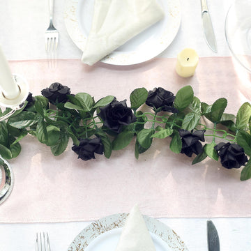 Create a Stunning Atmosphere with the Black Artificial Silk Rose Garland
