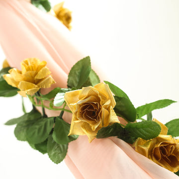 Add a Touch of Elegance with Gold Artificial Silk Rose Garland