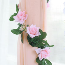 6 Feet Of Pink Artificial Silk Rose Flower Garland With UV Protection