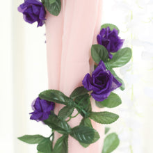 6 Feet Of Purple Artificial Silk Rose Flower Garland With UV Protection