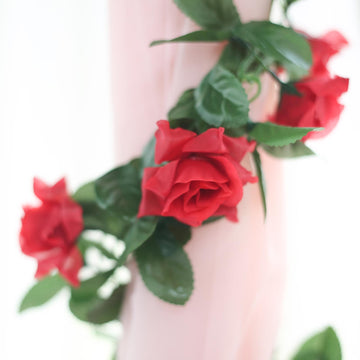 Create a Magical Garden of Eden with the Red Artificial Silk Rose Garland