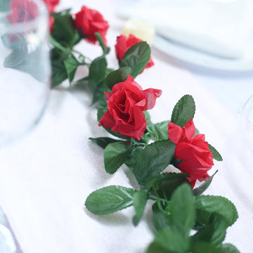 Enhance Your Event Decor with the Red Artificial Silk Rose Garland