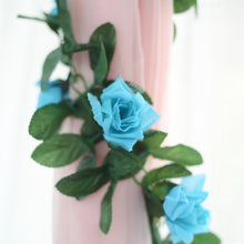 6 Feet Of Turquoise Artificial Silk Rose Flower Garland With UV Protection