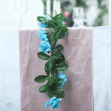 Bring Vibrant Elegance with Turquoise Artificial Silk Rose Garland