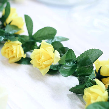 Versatile and Durable Yellow Artificial Silk Rose Garland