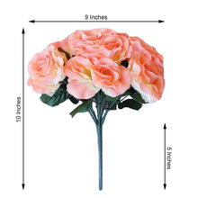 12 Inch Peach Artificial Velvet Like Fabric Rose Flower Bush