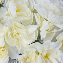 12 Artificial Ivory Silk Peony Flowers#whtbkgd
