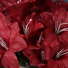 10 Bushes | Burgundy Artificial Silk Tiger Lily Flowers, Faux Bouquets#whtbkgd