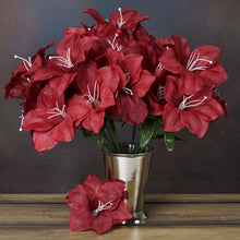 10 Bushes | Burgundy Artificial Silk Tiger Lily Flowers, Faux Bouquets