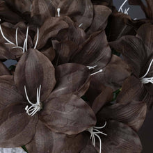 10 Bushes | Chocolate Brown Artificial Silk Tiger Lily Flowers, Faux Bouquets#whtbkgd