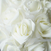 Bouquet Of Artificial Handcrafted Foam Rose Flowers In Cream#whtbkgd
