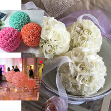 2 Packs Of White Artificial Silk Rose Flower Kissing Balls 7 Inch