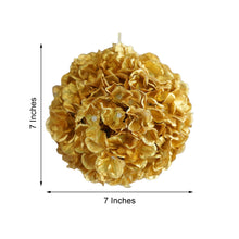 4 Pack | 7inch Gold Artificial Silk Hydrangea Kissing Flower Balls