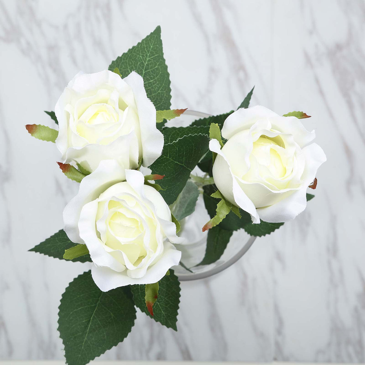 24pcs Cream Long Stem Silk Roses | eFavormart.com