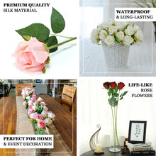 Cream Long Stem Artificial Silk Roses Flowers Set Of 24 31 Inch