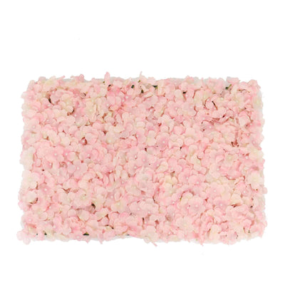 Pink flower petal carpet mat on white background.