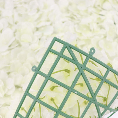 Green floral grid surrounded by soft white petals.
