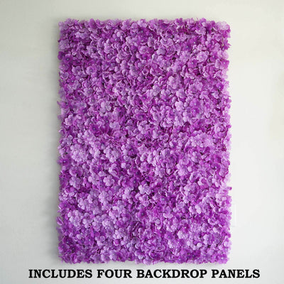 Purple floral backdrop panel set, includes four panels.