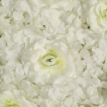 Elevate Your Event Decor with Cream 3D Silk Rose and Hydrangea Flower Wall Mat Backdrop