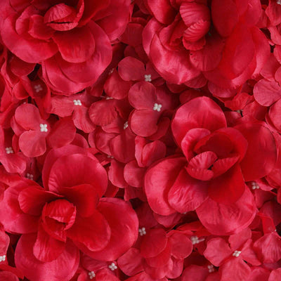 Red silk flower arrangement for decoration or crafting.