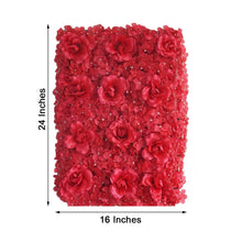 Floral & Greenery Silk Red Flower Wall with measurements of 24 inches and 16 inches