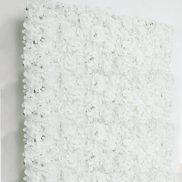 Beautiful White 3D Silk Rose and Hydrangea Flower Wall Mat Backdrop