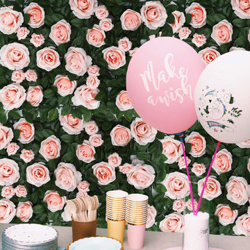 Create Unforgettable Memories with Our Blush Silk Rose Flower Mat Wall Panel Backdrop