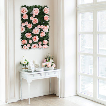 Transform Any Space with the Blush Silk Rose Flower Mat Wall Panel Backdrop