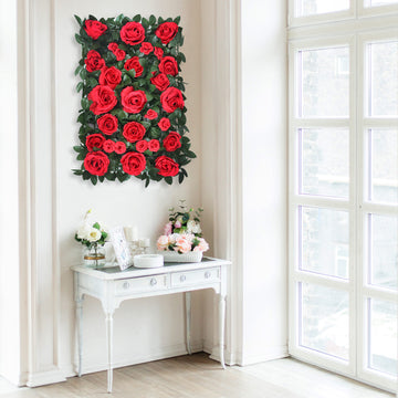 Create Unforgettable Moments with Red Silk Rose Flower Mat Wall Panel Backdrop