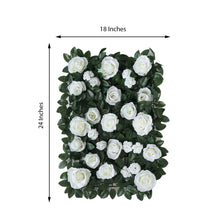 Floral & Grass Wall Panels - Silk with Plastic Grid, White Roses and Green Leaves, 18 inches by 24 inches