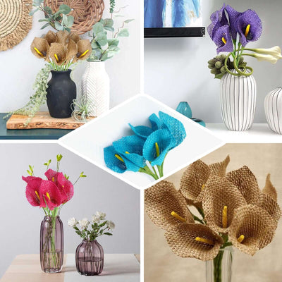 Colorful artificial flowers in decorative vases