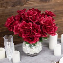 12 Bushes Artificial 84 Blossomed Rose Burgundy Silk Premium Flowers