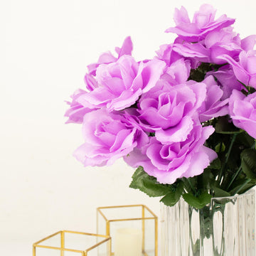 Lavender Lilac Artificial Premium Silk Blossomed Rose Flowers - Add Elegance to Your Event Decor