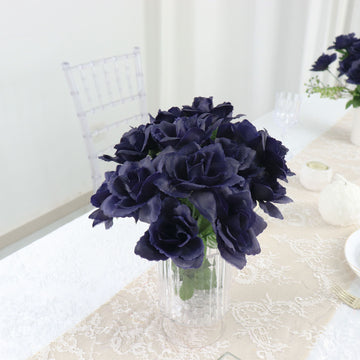 Elegant Navy Blue Artificial Roses for Stunning Event Decor