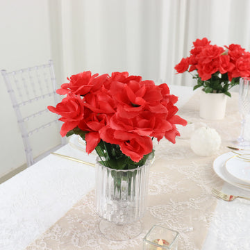 Enhance Your Event Decor with Red Silk Rose Bushes